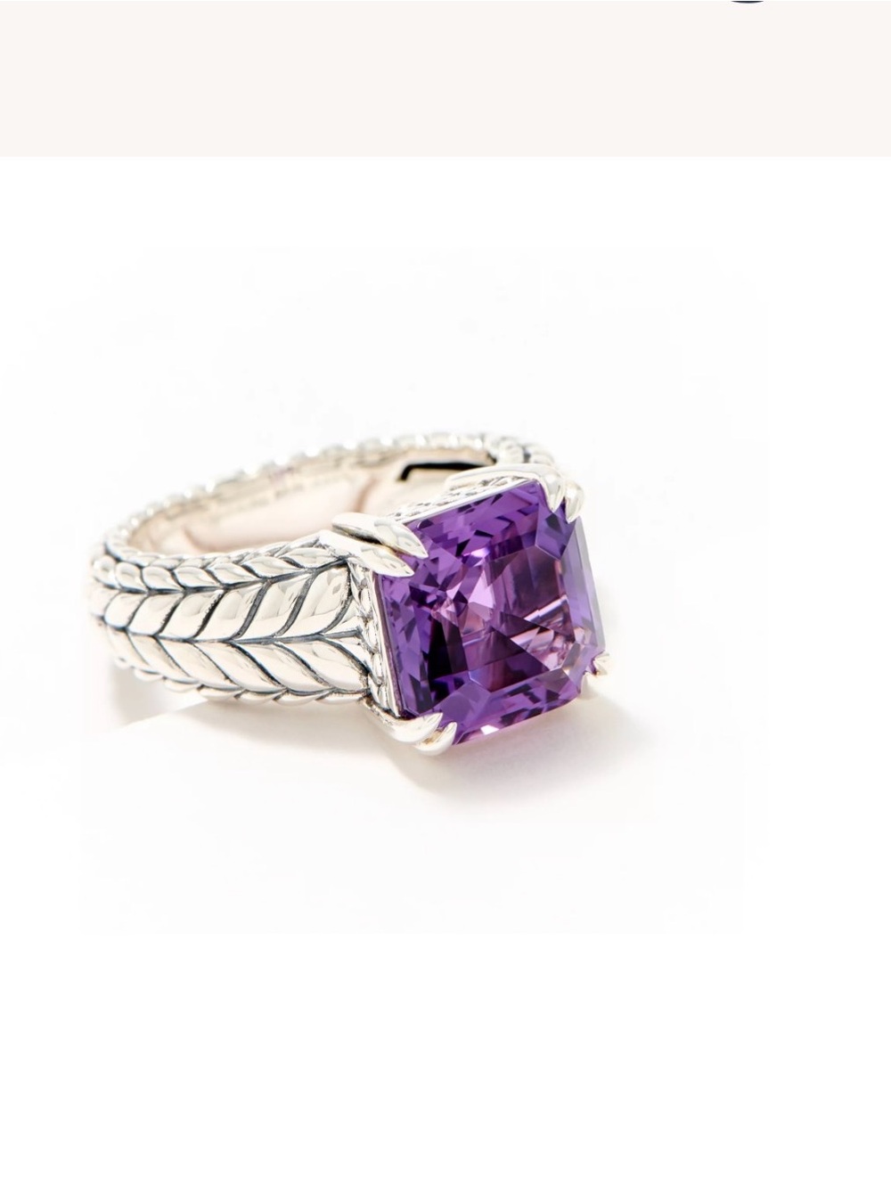 JAI Sterling Silver Asscher Cut Amethyst Gemstone Ring & Earring Set, size 5 - Picture 3 of 11